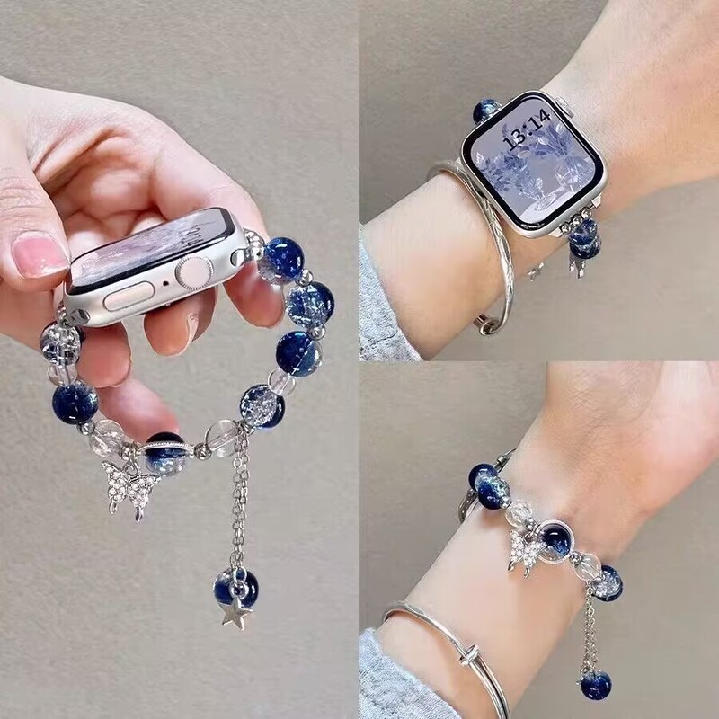Suitable for Apple Iwatchse109Ultra8765432 Watch with Blue Diamond Butterfly Female Smart