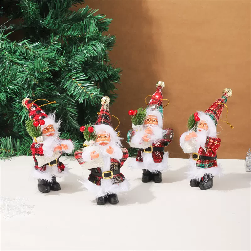 圣诞老人圣诞树挂件卡通布艺毛绒公仔圣诞节装饰品挂件装饰摆件