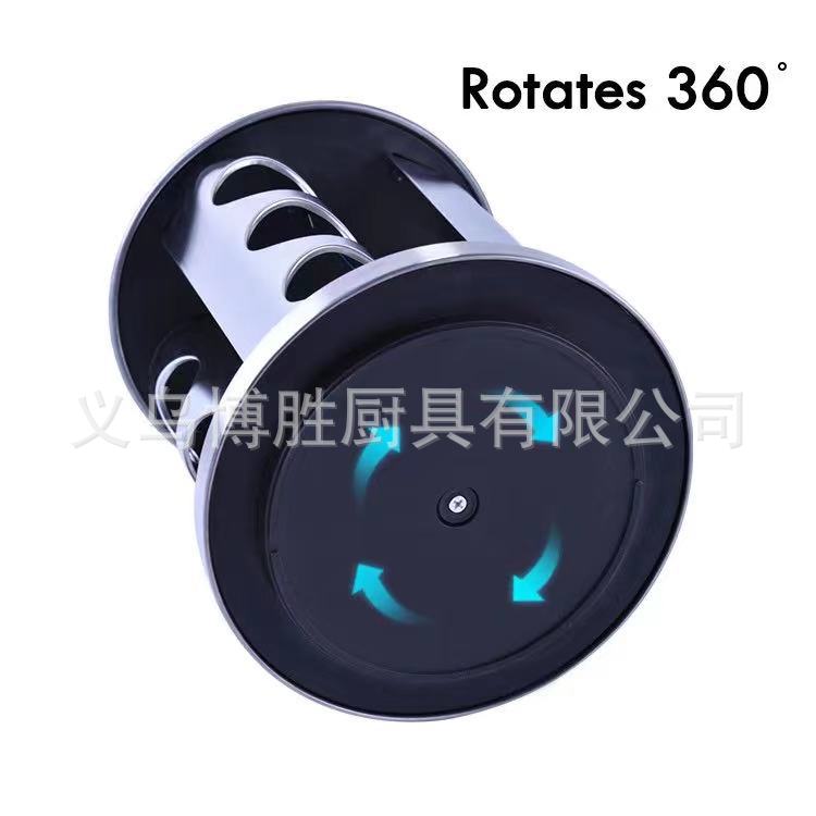 Fábrica directa de acero inoxidable estante de especias botella de vidrio estante de Estaño con 12 tipos de latas de especias giratorio estante de especias