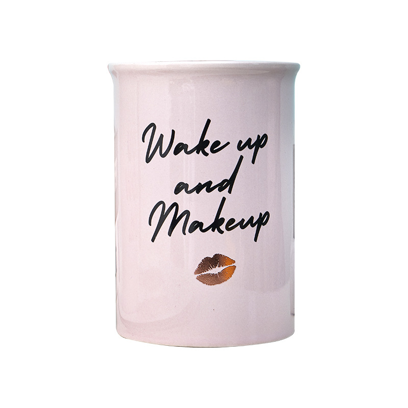 Cepillo de maquillaje cubo de almacenamiento de material cerámico moderno simple baño peine de almacenamiento creativo neto rojo maquillaje cepillo cubo de almacenamiento