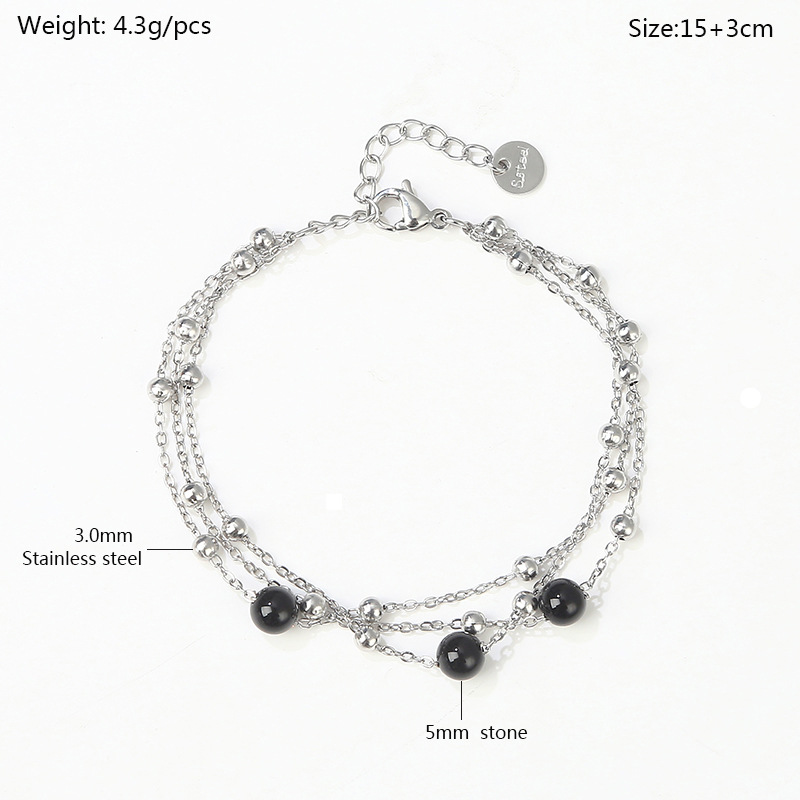 12g Weight Fashion Geometric Stainless Steel Agate Pearl Bracelets 1 Piece