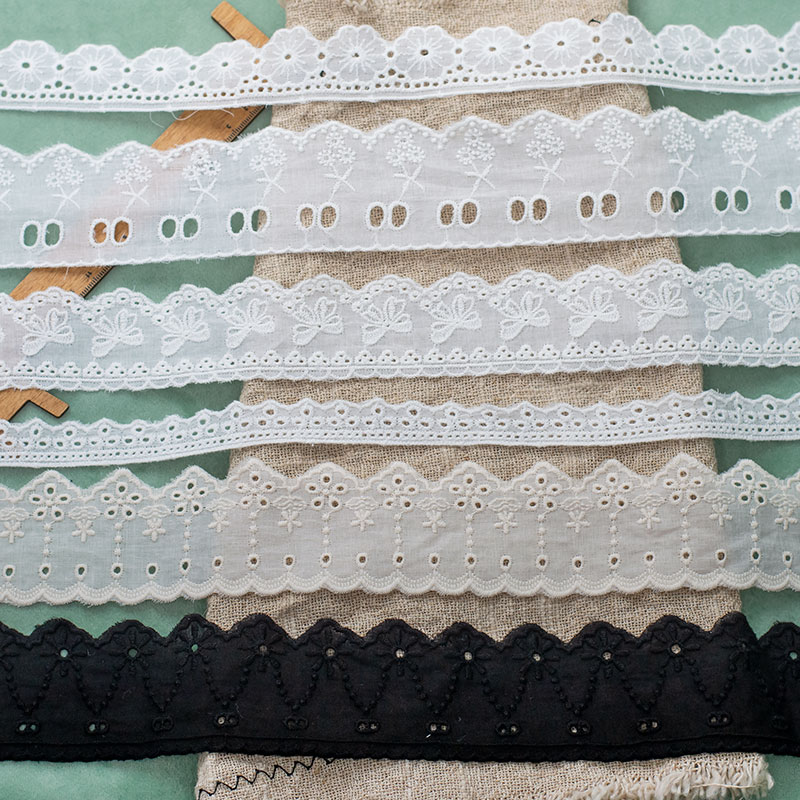 优质双边蝴蝶结全棉布边刺绣花边辅料 锁边 DIY手工辅料服装材料