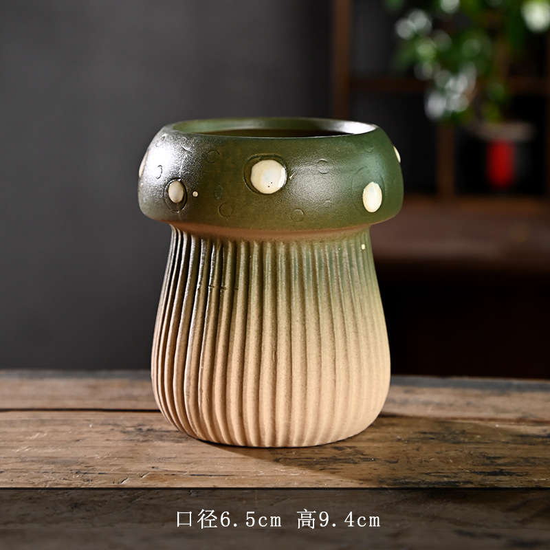Hongos creativos maceta carnosa cerámica para el hogar cerámica cerámica especial cerámica gruesa control de raíz pequeña pila vieja lavabo liquidación al por mayor