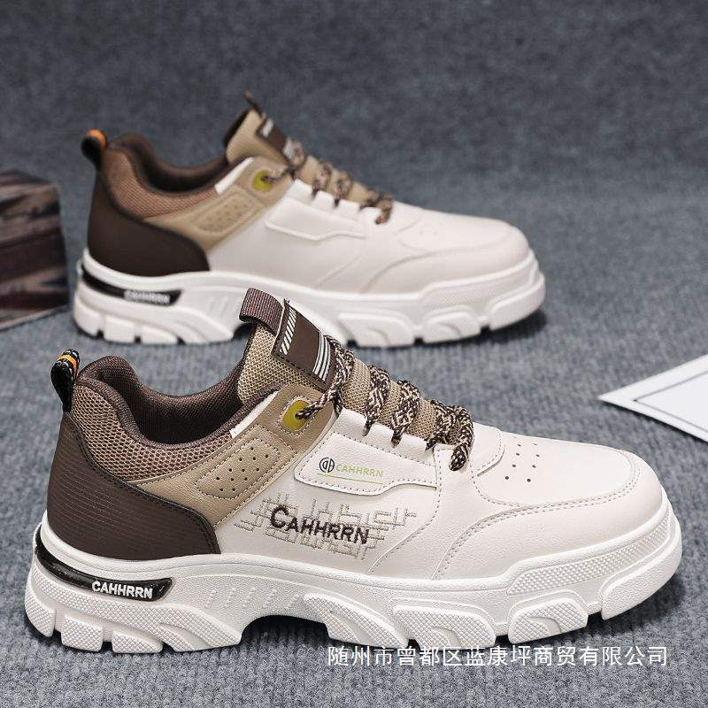 Boots Men's 2025 New Autum Versatile Height-Increasing Sports Shoes Men's Youth White Casual Workwear Trendy Shoes