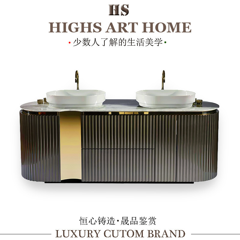 Italian Light Luxury Washbasin Designer Star Hotel Villa Bathroom Double Stainless Steel Washbasin
