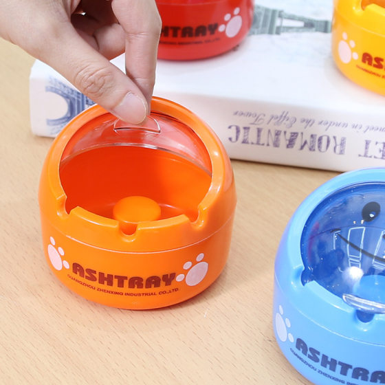 Creative Flip Car Ashtray Spherical Cigarette Cartoon Smiley Plastic Round Spherical Ashtray Printable LOGO