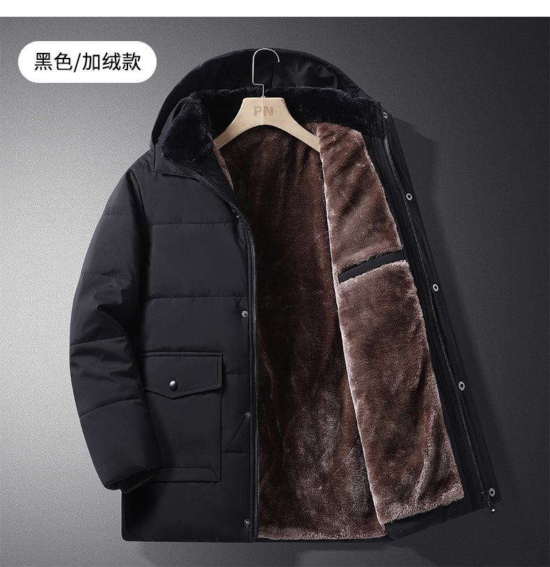 Manteau d'hiver classique en peluche épais de taille moyenne à longue pour papa Veste en coton d'âge moyen pour hommes_voghion.com