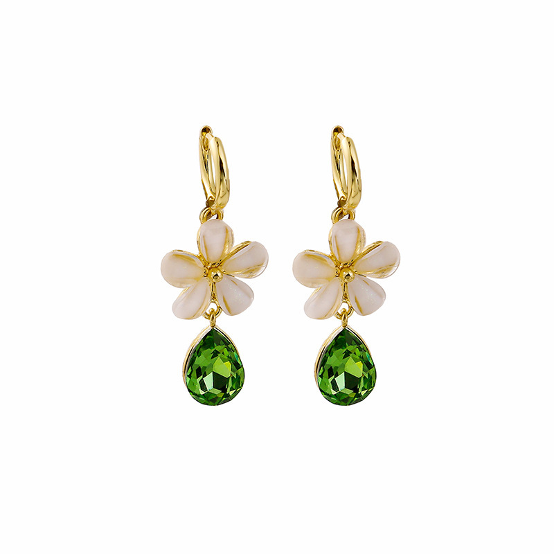 Mode D'été Nouveau Water Drop Gem Frais Fleur Gland Boucles D'oreilles display picture 7