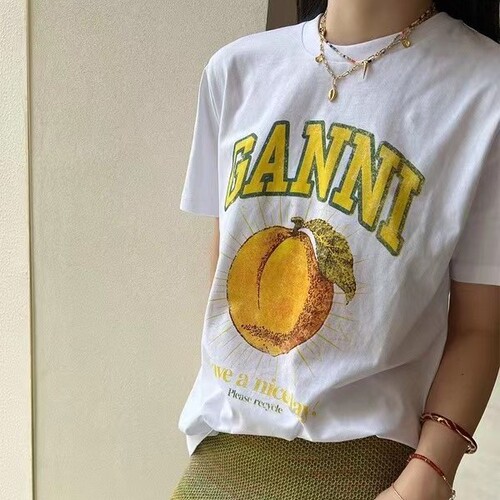 25 Hot Selling Cross-Border Summer Round Neck Peach Print Short-Sleeve T-Shirt for Women Running Fitness Casual Matchable Sport