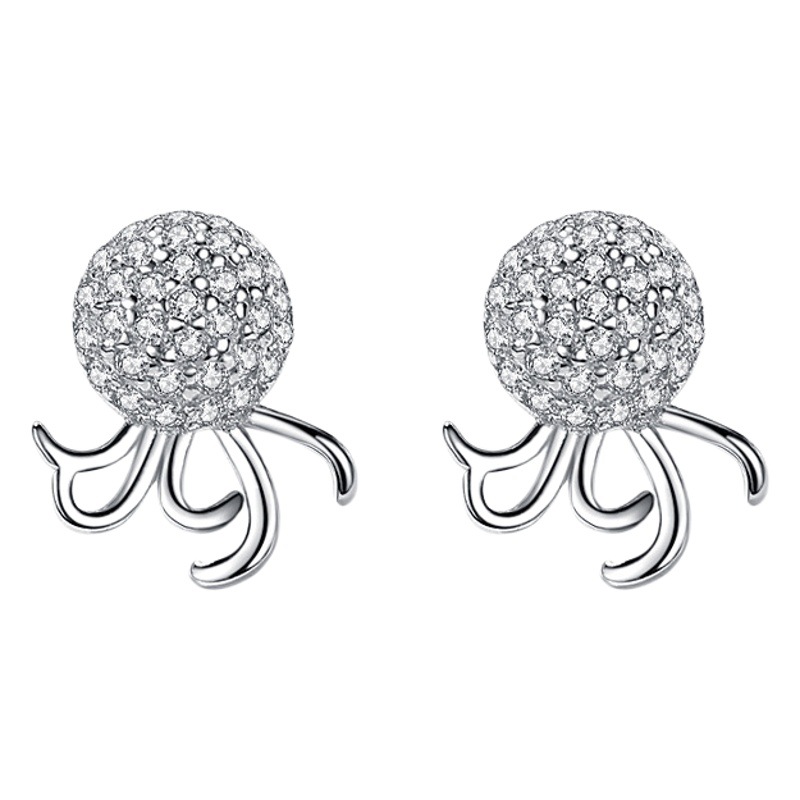 Plata esterlina s925 moda pulpo pendientes estilo coreano luz lujo ins estilo diseño creativo pulpo pendientes con diamante