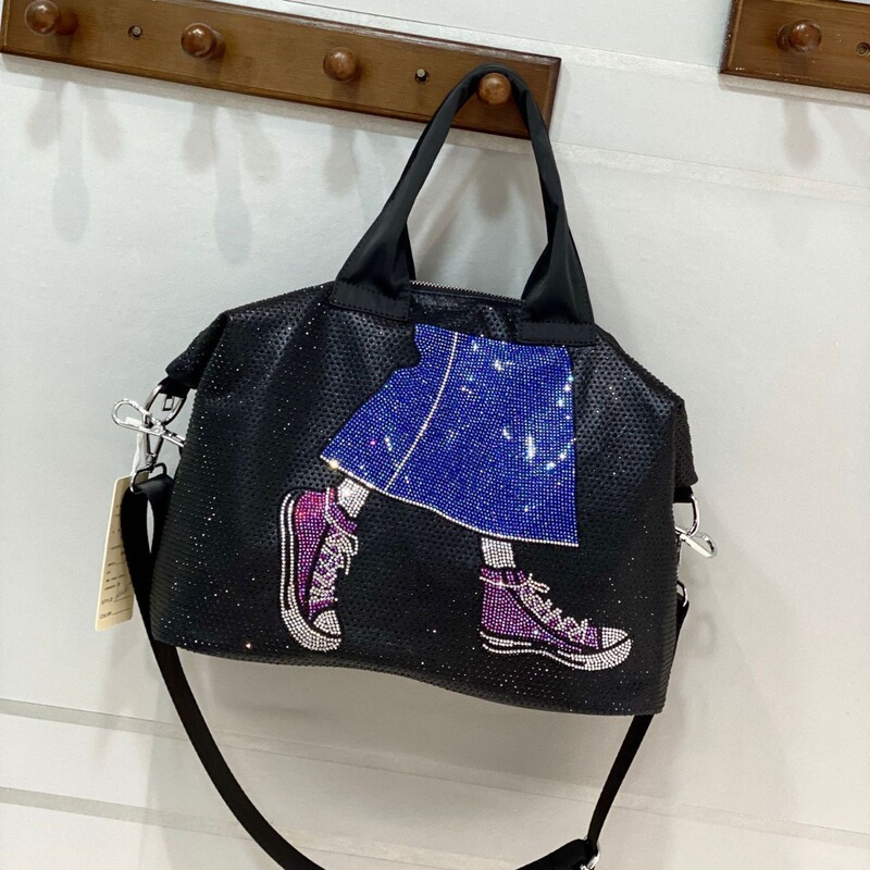 2021 New Handbag Leg Hot Drilling Trendy Women's Bag Large Capacity Fashionable Casual All-match Waterproof Cloth Shoulder Bag