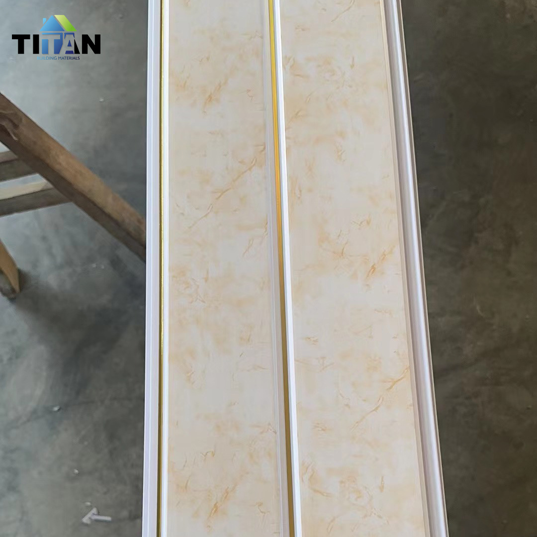 Fabricante transfronterizo de refuerzo largo de pvc techo de techo integrado tablero de ingeniería de techo material de decoración de plástico para techo