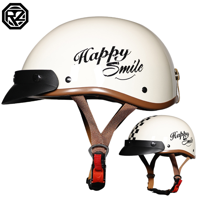 Casco de motocicleta, gorra de motocicleta retro, medio casco, casco de seguridad para vehículos eléctricos para hombres y mujeres, casco con visera, para todas las estaciones