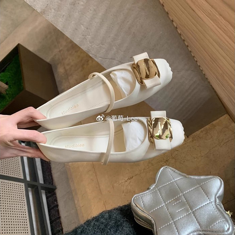 Nuevo estilo francés de primavera de madres de uva ~ ballet hebilla de metal con cabeza redonda abuela Mary Jane zapatos para mujeres