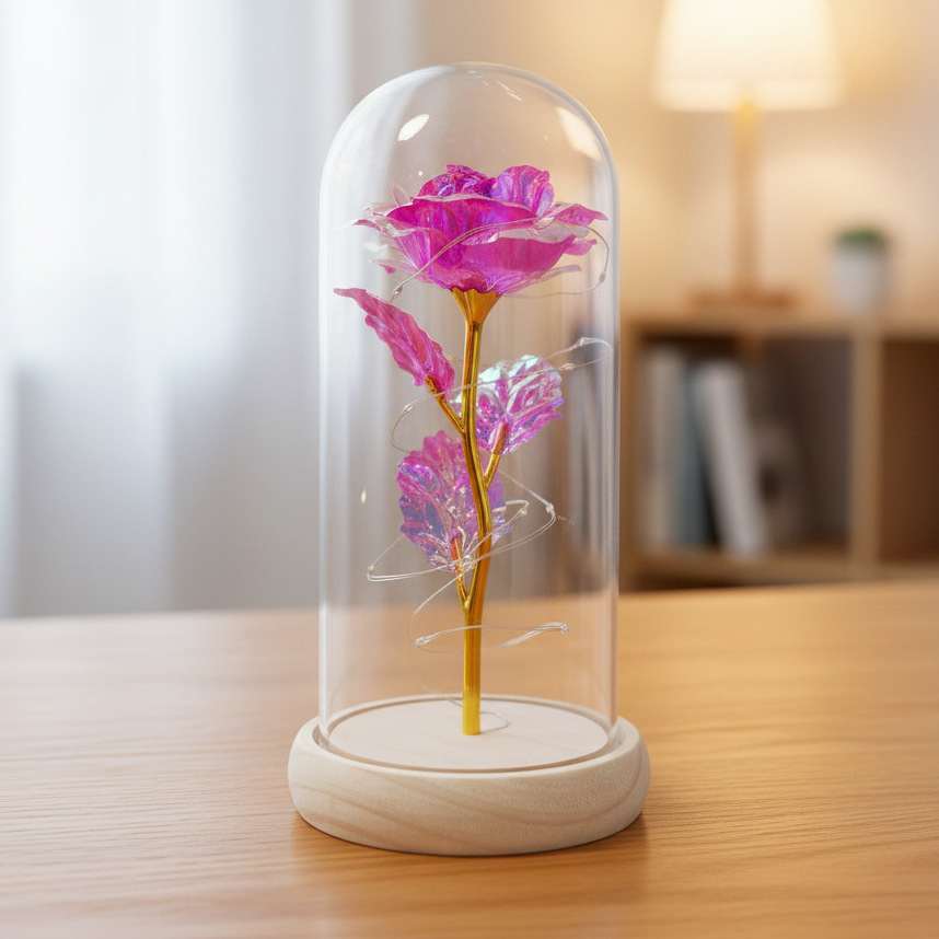 Rosas transfronterizas inmortales flores cubierta de vidrio decoración pareja regalos de día de San Valentín Día de la Madre ideas de cumpleaños 38 regalos pequeños