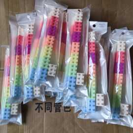 可堆笔可搭笔漂亮桌面图片方形长方形菱形梯形6色笔实际包装照片