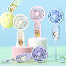 新款手持迷你小风扇USB充电大风静音便携式手机支架电扇制作logo