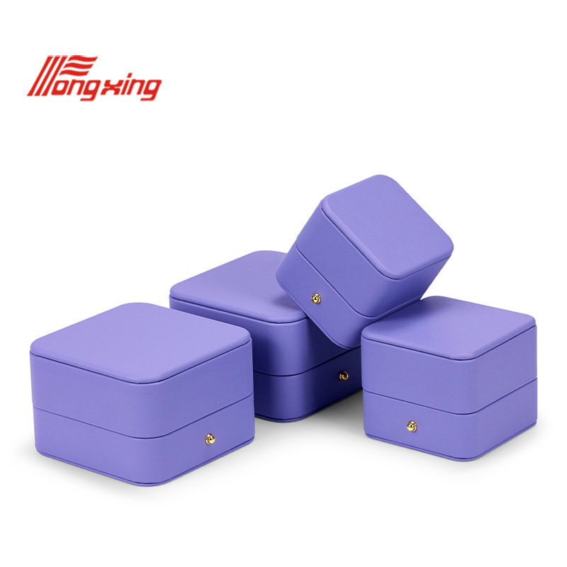 Caja de joyería azul de moda exquisita anillo collar pendientes joyería caja de almacenamiento pulsera de cuero pu