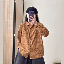 秋季新品复古文艺单排扣衬衣女长袖翻领小碎花衬衫