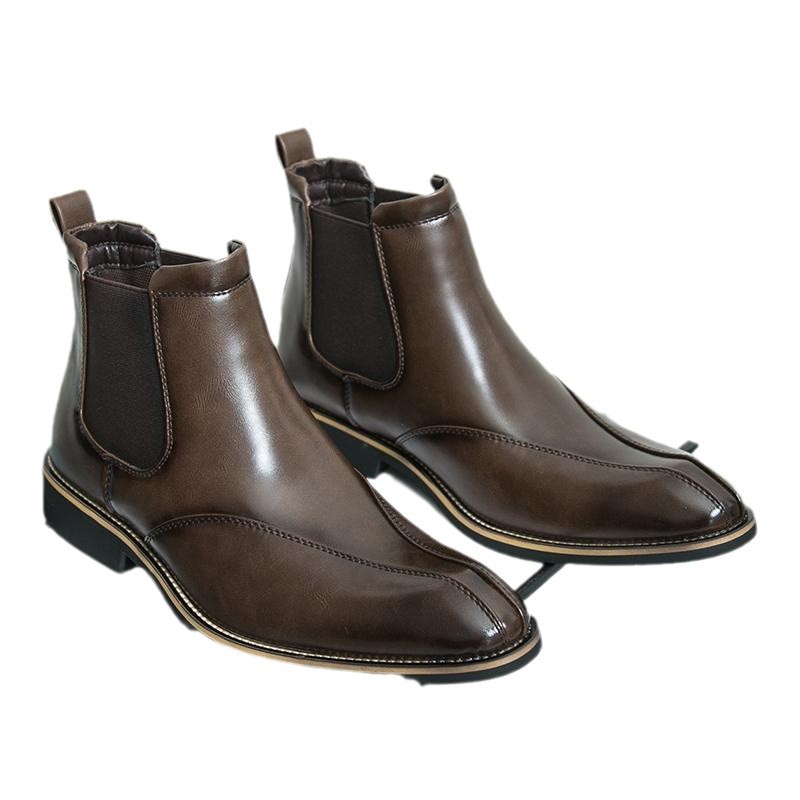 Botas Martin de invierno para hombres, zapatos de cuero de alto nivel para hombres, botas cortas de Chelsea británicas, botas de negocios para hombres casuales