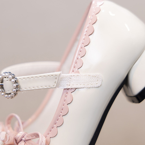 Children's shoes 2025 new arrival pink small high-heel sweet fashionable shallow mouth shoes pretty princess shoes single shoes