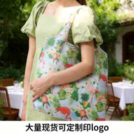热销现货大号190T花布手提购物袋 涤纶袋批发折叠袋子 广告礼品袋