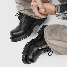 时尚商务秋冬新款休闲翘头德比鞋厚底增高英伦工装鞋66689-N06-J