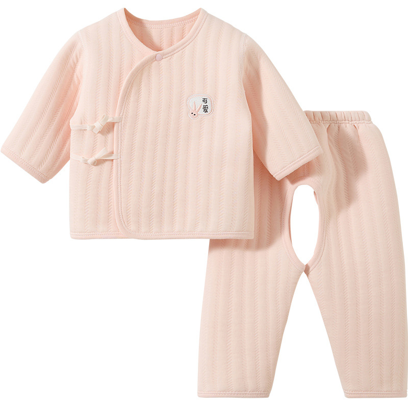 Ropa de bebé recién nacido primavera, otoño, invierno, invierno, calentamiento, algodón intercalado delgado, marzo, ropa interior de base dividida, conjunto de abrigos de otoño para bebés