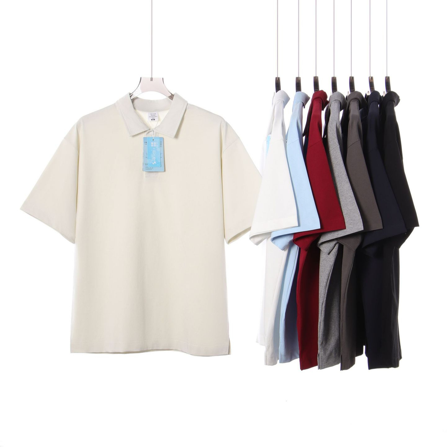 Heavyweight 240g Solid Color 5A Antibacterial Sorona Short-Sleeve Polo Shirt for Men, American Style Trendy Brand, Loose Fit, Sun Protection Polo Shirt