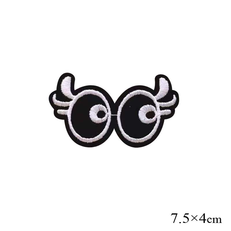 黑色美女眼睛绣花布贴 鞋帽袜子头饰活力风格刺绣胸标 可加自粘胶