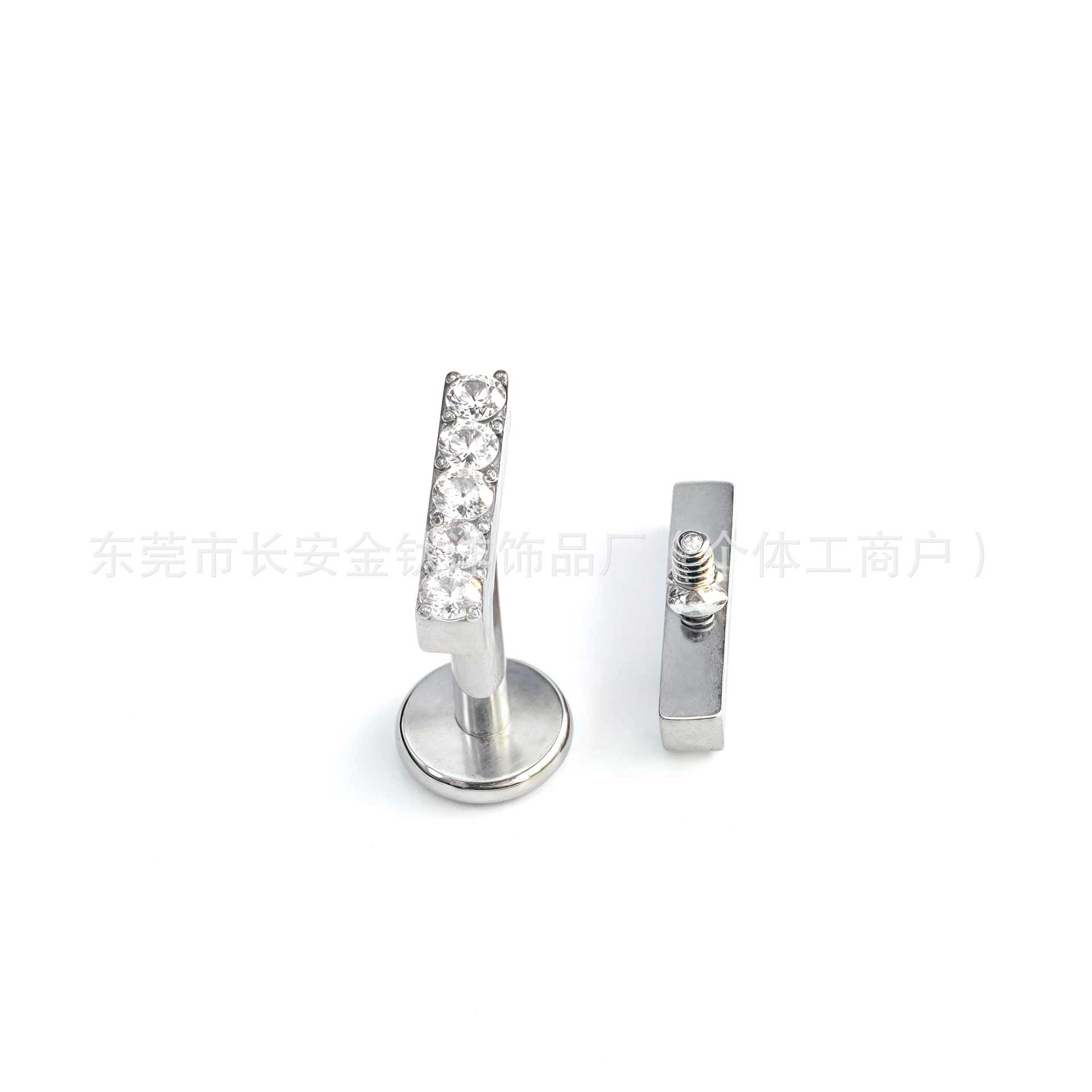 F136 Titanium Colored Zircon Set Straight Nose Stud and Ear Stud G23 Titanium Alloy Body Piercing Jewelry Ear Bone Stud detail image 7