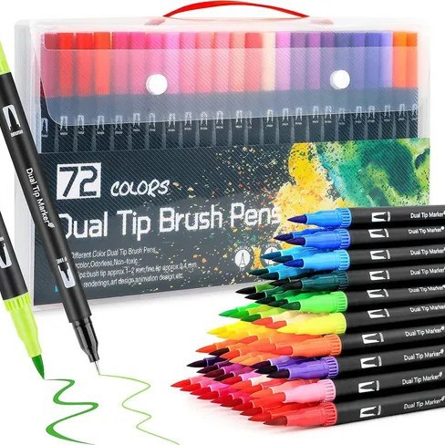 Promoción de Amazon 12 colores - 120 colores dos cabezas de acuarela para niños pincel de graffiti acuoso al por mayor