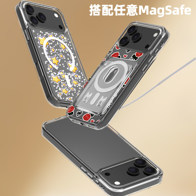跨境iPhone17可拆分背板手机壳磁吸卡套款 定制图案 源头厂商批发|undefined