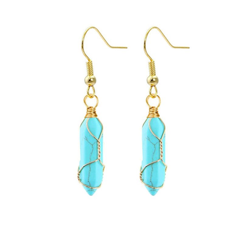 natural stone, Crystal, Iron Material Geometric Pattern 1 Pair Casual Simple Style Geometric Natural Stone Crystal Iron Drop Earrings