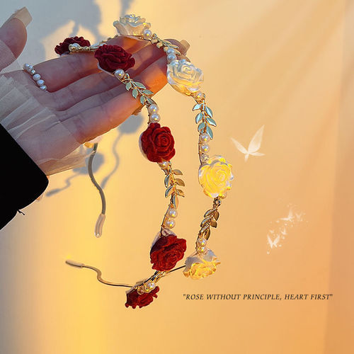 Rose Pearl Hair Clip Summer French Retro High-End Hair Accessory Unique Design Compress Hair High Crown Top Korean Style