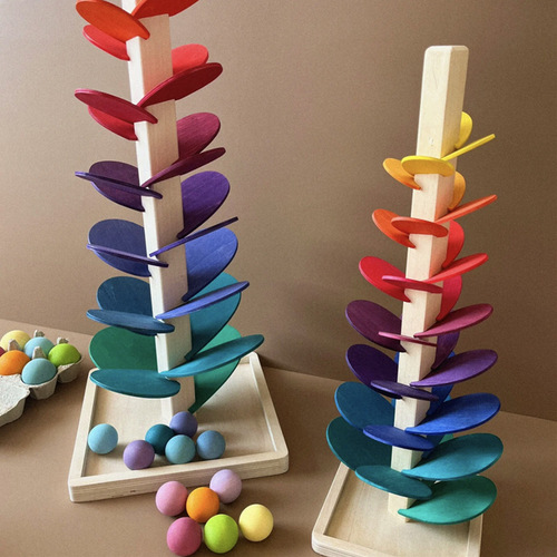 Cross-border rainbow music ball tree petals wisdom tree track wooden children's magic wood singing tree toy