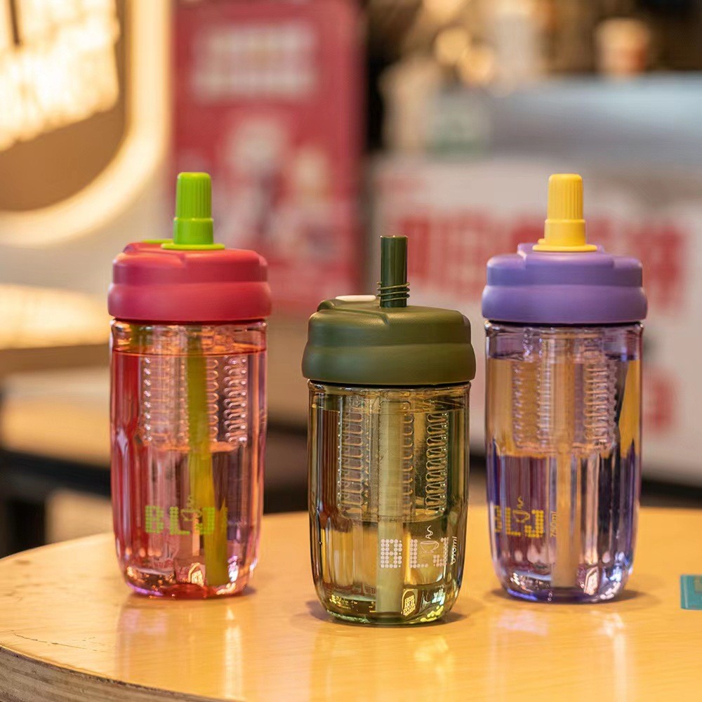 Tecnología de Shanghe Taza de té de flores Taza de plástico de separación de té portátil Taza de agua de paja para niños Taza de té de oficina portátil