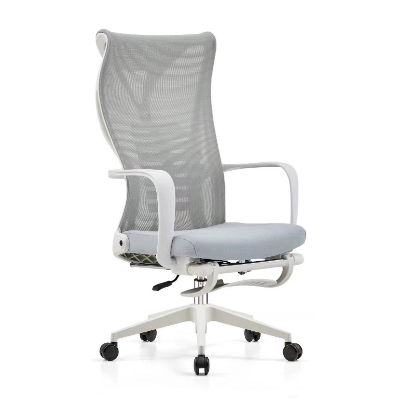 흰색 나일론 다리가 있는 흰색 뒷좌석