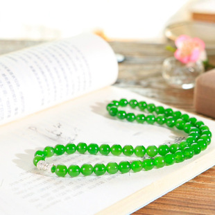 Jin Yutang Xinjiang Hetian Jade Boutique Jasper Bead Round Jade Necklace Jade Warm and Fine Whole String Polished and Round