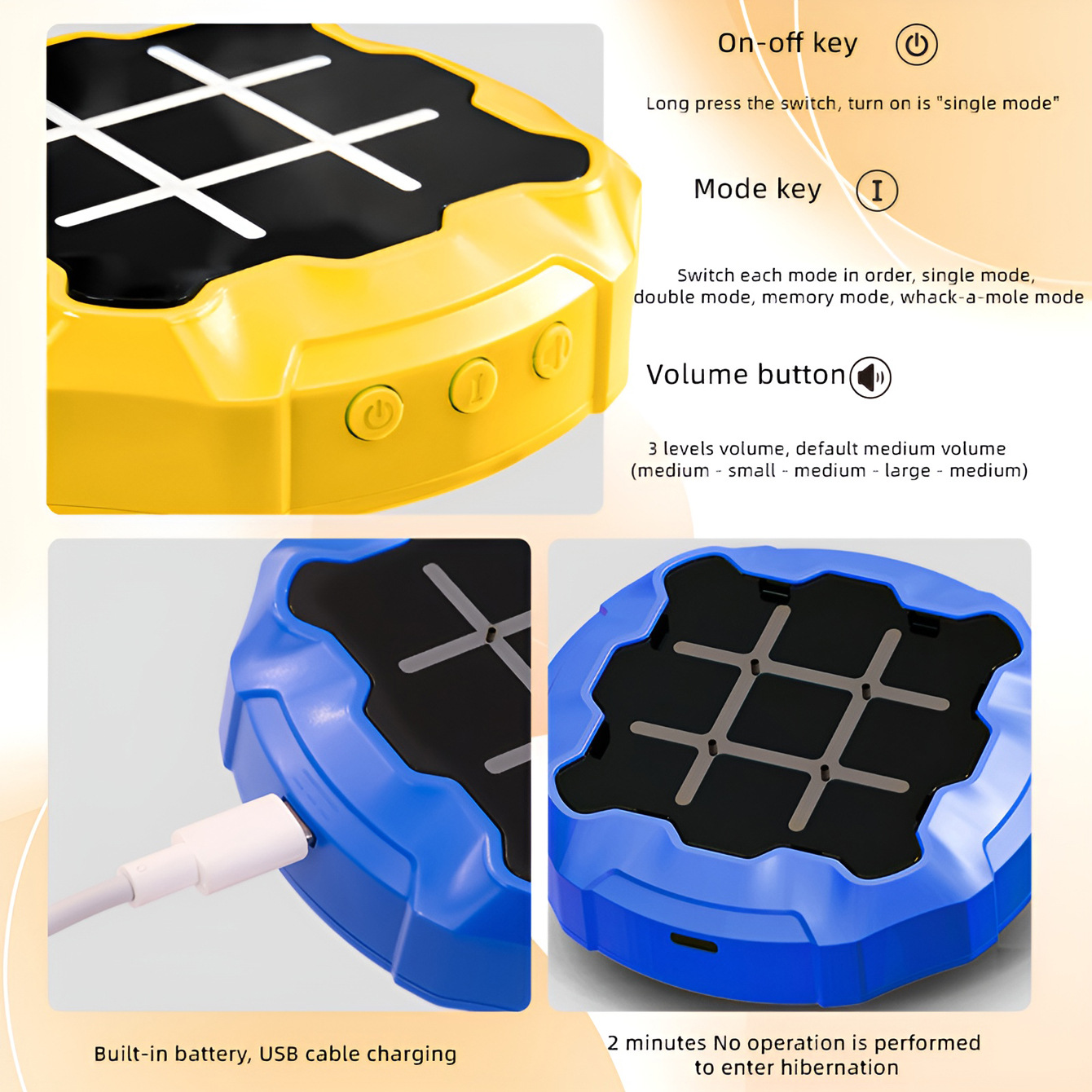 Consola de Juegos Portátil Educativa de Año Nuevo, Tres en Raya, Whack-a-Mole, Batalla para Dos Jugadores, Juguete Interactivo para Padres e Hijos, Multifuncional image 4