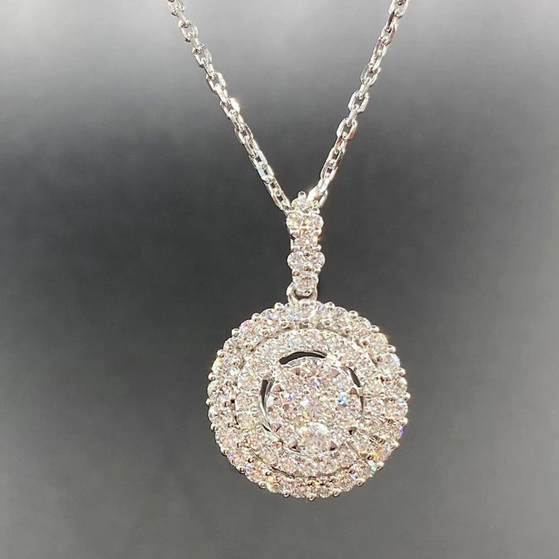 Creative Hollow Multi-layer Ring Pendant Full Of Diamonds Zircon Copper Necklace display picture 2