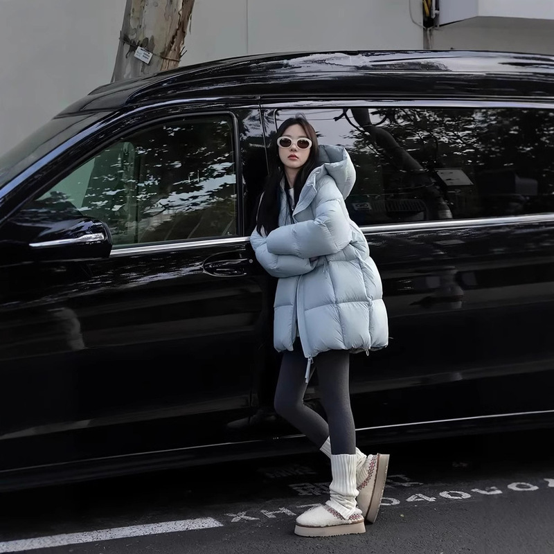 2025 Women's High-End down Jacket, 90% White Duck Down, Slimming, Thickened, Mid-Length, Internet Celebrity Style, Puffer Coat
