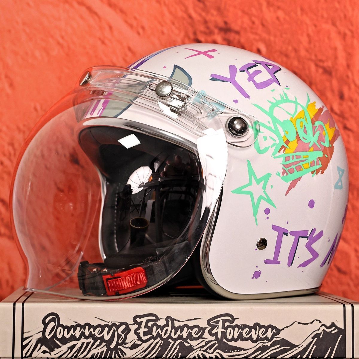 Taiwan JEF Retro 3/4 Motorcycle Helmet Men Women 3C