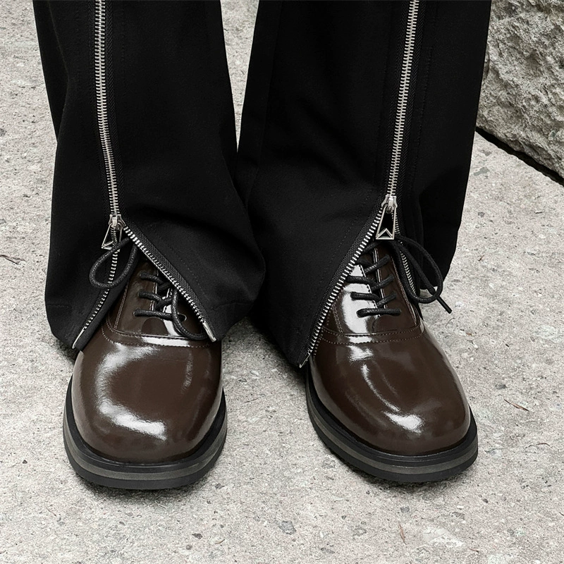 Бизнес элитная обувь дерби пара кожаная обувь толстая подошва для мужчин и женщин прилив британские кроссовки 14643 коричневый-J