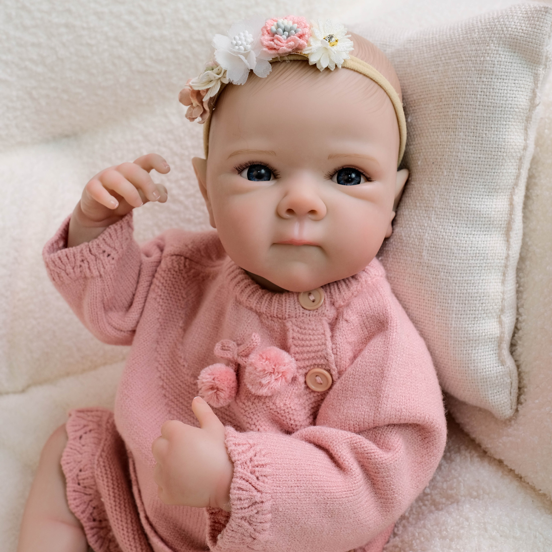 Top de lana rosa de 19inch Bettie muñeco de simulación hecho a mano para dar regalos navideños a los niños