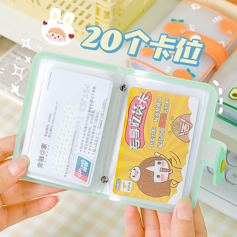 Titular de la tarjeta de hojas sueltas de silicona de dibujos animados para mujeres pequeño portátil ultrafino de gran capacidad Multi-Tarjeta Linda