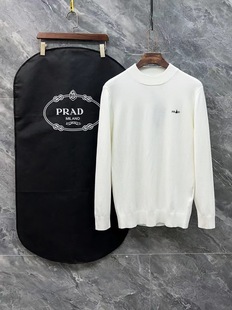 1.1 Correct Version Miu Autumn and Winter New Pujia Pra Classic Letter Logo Embroidered Cashmere Blended Sweater for Men and Women