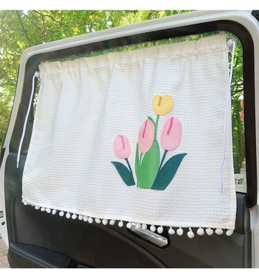 Car curtains – Heat Insulation for Children - waffle-weave-tulip