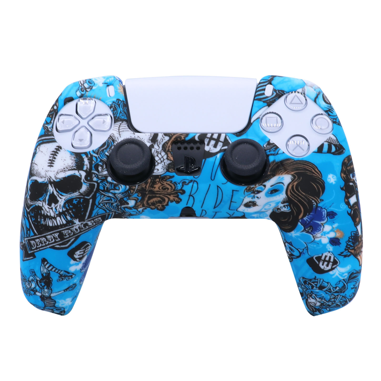 PS5 funda de silicona GamePad funda de silicona camuflaje marca de agua funda protectora aceite spray sensación acuarela caso PS5 Accesorios