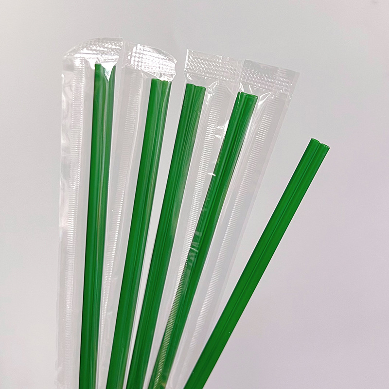 18cm paja de café desechable verde doble agujero bolsa de película de embalaje independiente paja de café Café varilla de agitación